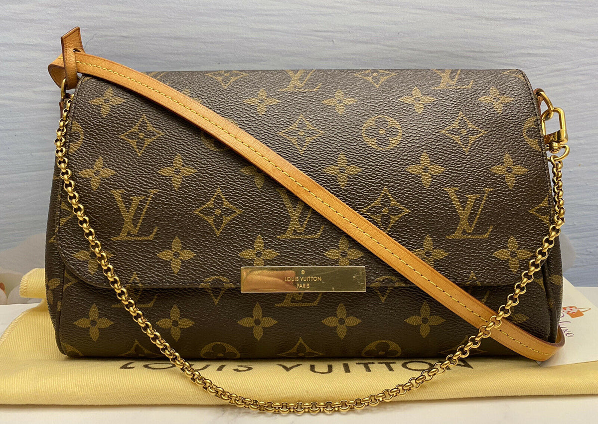 🌸 Louis Vuitton Favorite MM Monogram Chain Clutch Crossbody Bag (FL1124) 🌸