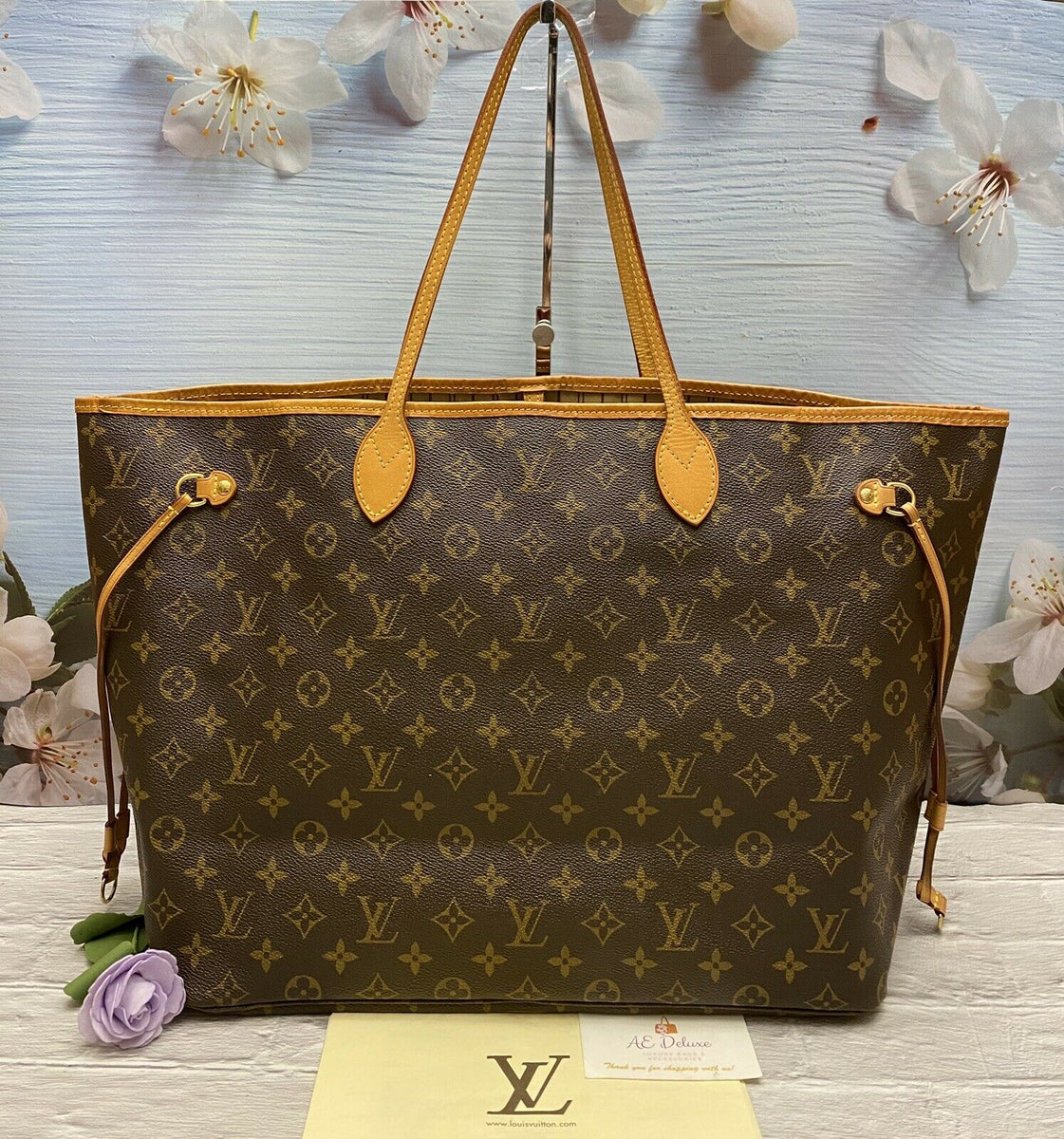 Louis+Vuitton+Neverfull+Tote+GM+Brown%2FBeige%2FGreen+Canvas for