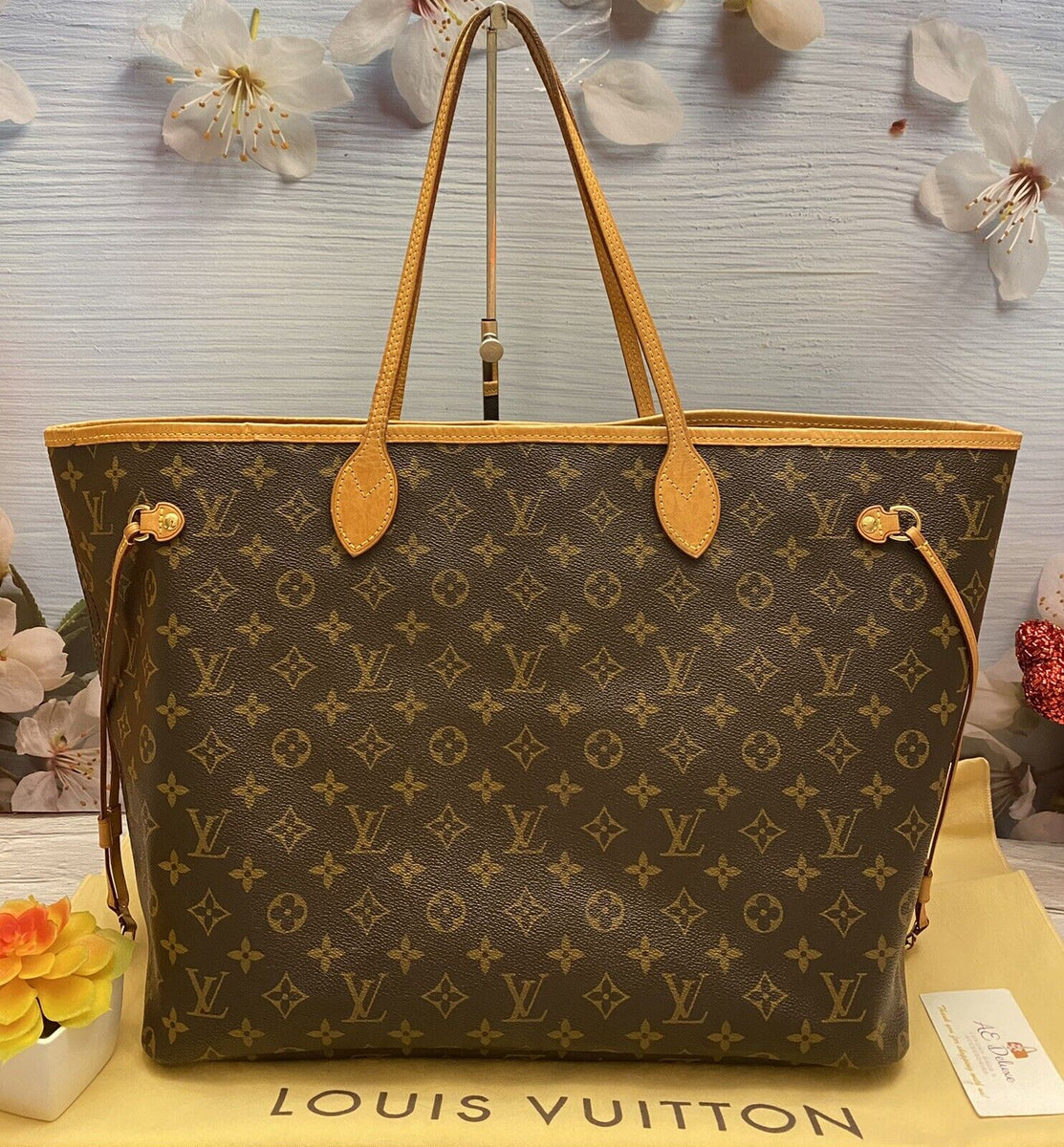 Louis Vuitton Neverfull GM (M40990) Monogram Beige Tote Bag with Bag and  Box