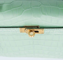 Load image into Gallery viewer, Hermes Kelly 25 Vert d’Eau Matte Alligator Gold HW