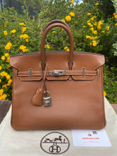 Load image into Gallery viewer, Hermès Birkin 25 Gold Epsom Palladium Hardware + Box + Dust Bag + CoA