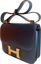 Load image into Gallery viewer, Hermès Constance 24 Epsom Blue Nuit Gold HW