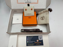 Load image into Gallery viewer, Hermès Mini Pop H Earrings Orange Enamel Rose Gold