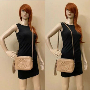 GUCCI Soho Disco Beige Calfskin Small Crossbody (0192)