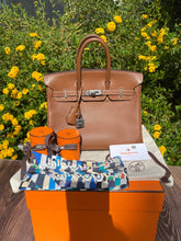 Load image into Gallery viewer, Hermès Birkin 25 Gold Epsom Palladium Hardware + Box + Dust Bag + CoA
