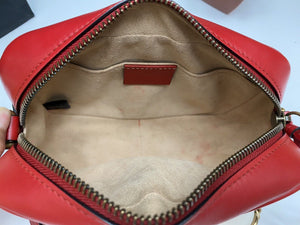 Gucci GG Marmont Mini Red Matelasse Leather Crossbody (E028007489)