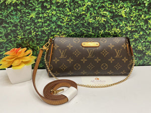 Louis Vuitton Eva Monogram Chain Clutch Purse Crossbody Bag (DU0059)