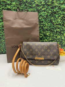 Louis Vuitton Favorite MM Monogram Chain Clutch Crossbody Bag (DU3102)