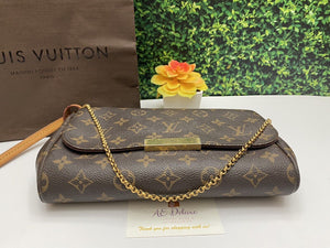 Louis Vuitton Favorite MM Monogram Chain Clutch Crossbody Bag (DU3102)