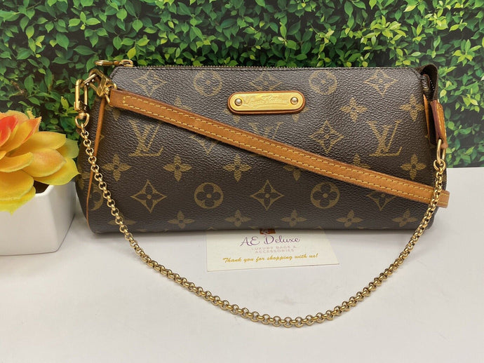 Louis Vuitton Eva Monogram Chain Clutch Purse Crossbody Bag (DU0059)