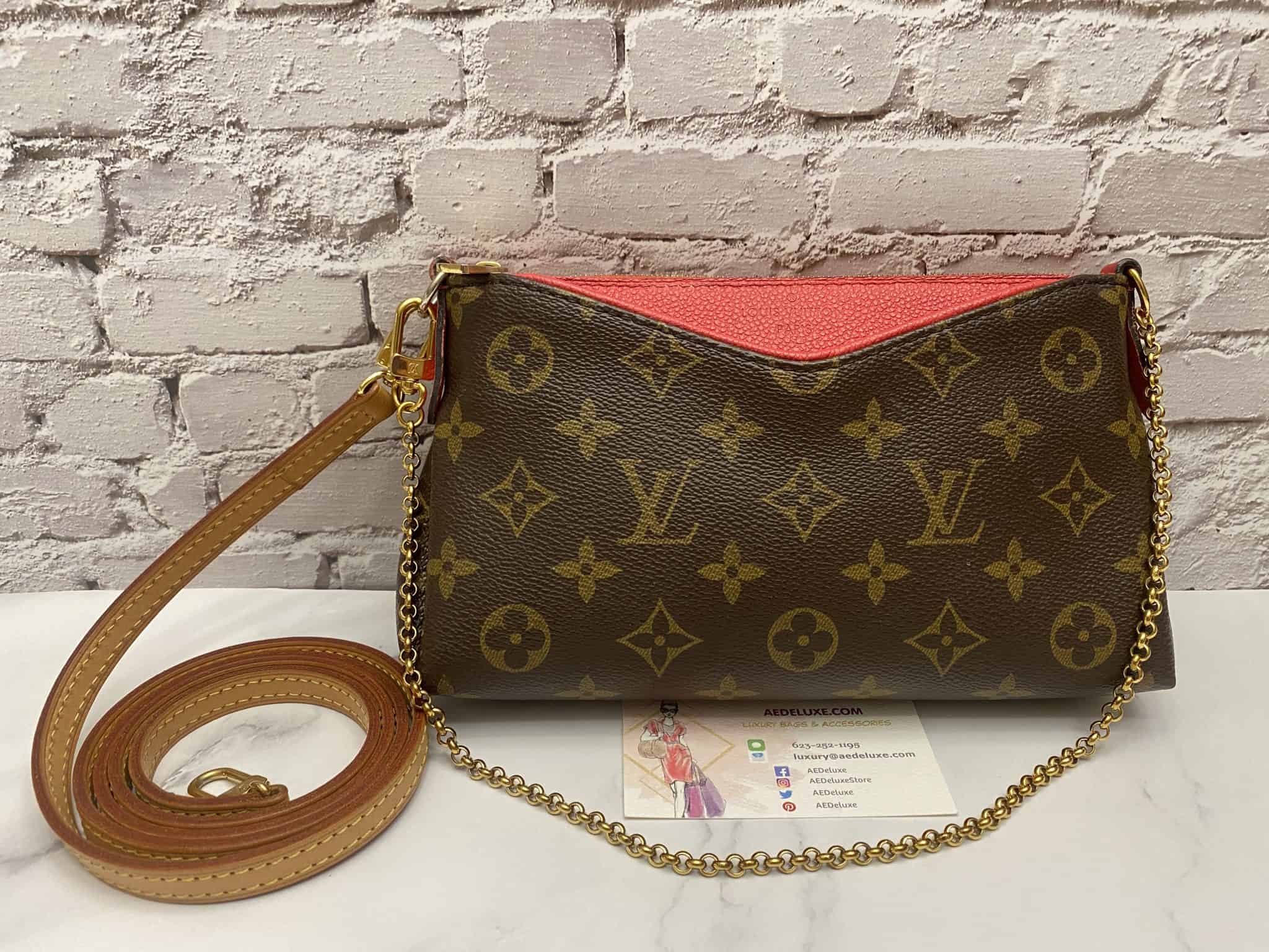 ❤️NEW LOUIS VUITTON Pallas Clutch Chain Crossbody Bag Monogram Red RARE  Gift!