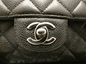 Chanel Classic Double Flaps Meduim Caviar Black Silver SHW Bag