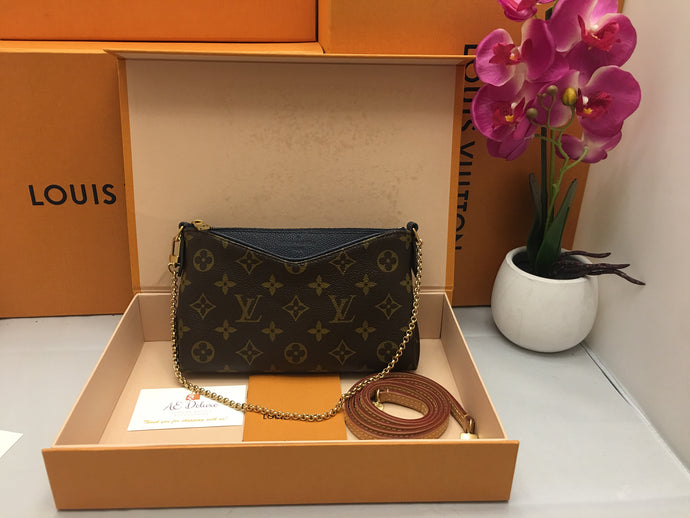 Louis Vuitton Pallas Clutch Navy Marine Blue Crossbody
