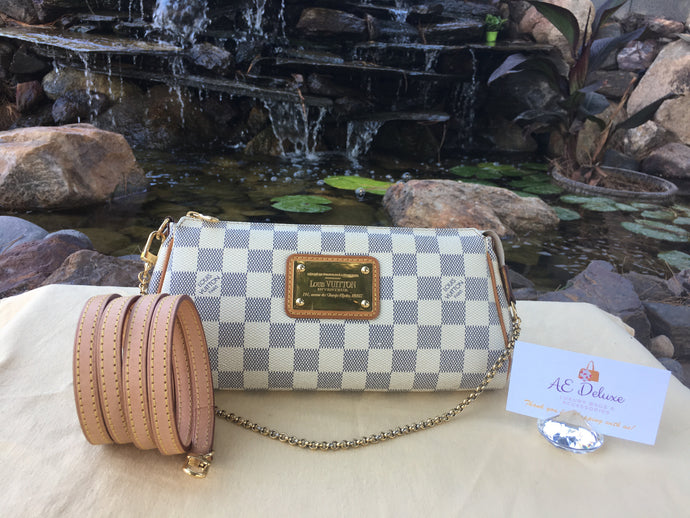 Louis Vuitton Eva Damier Azur Clutch Crossbody Bag (SN1131)