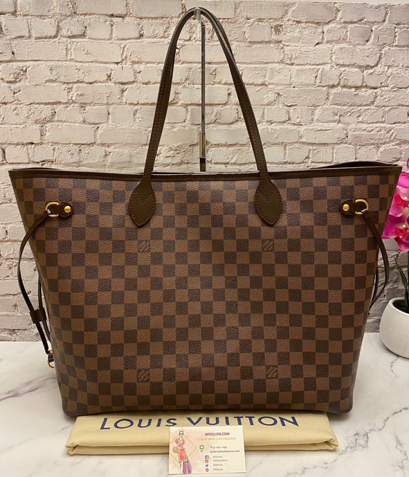 Louis Vuitton Neverfull GM Damier Ebene Red Tote (FL5103)
