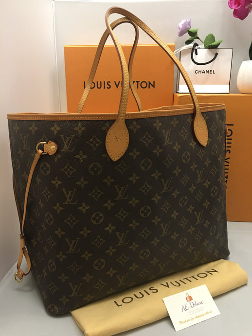 Louis Vuitton Neverfull GM Fuschia Monogram Shoulder Tote (TJ3114)