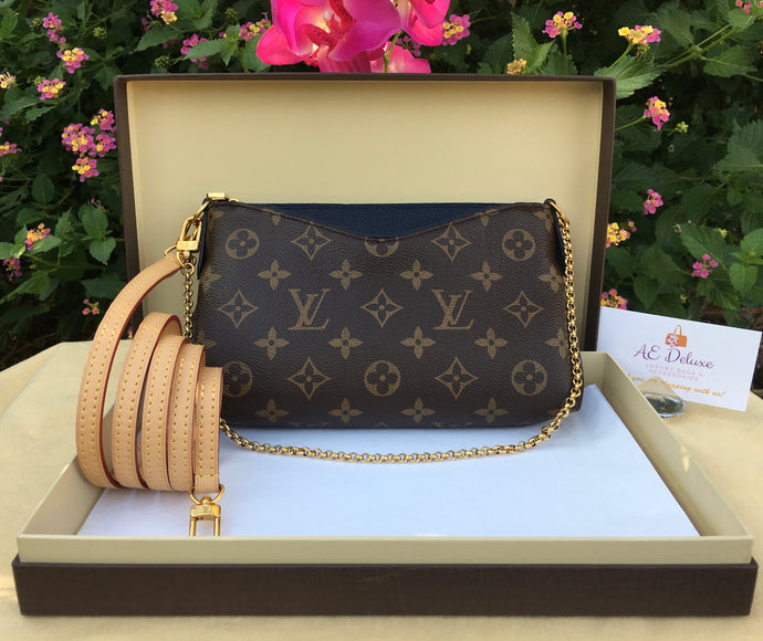 Louis Vuitton Pallas Navy Clutch Chain Crossbody