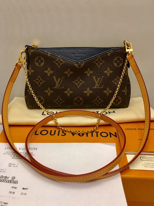 Louis Vuitton Pallas Clutch Navy Marine Blue Crossbody