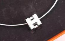 Load image into Gallery viewer, HERMES Logos H Cube White Silver Necklace