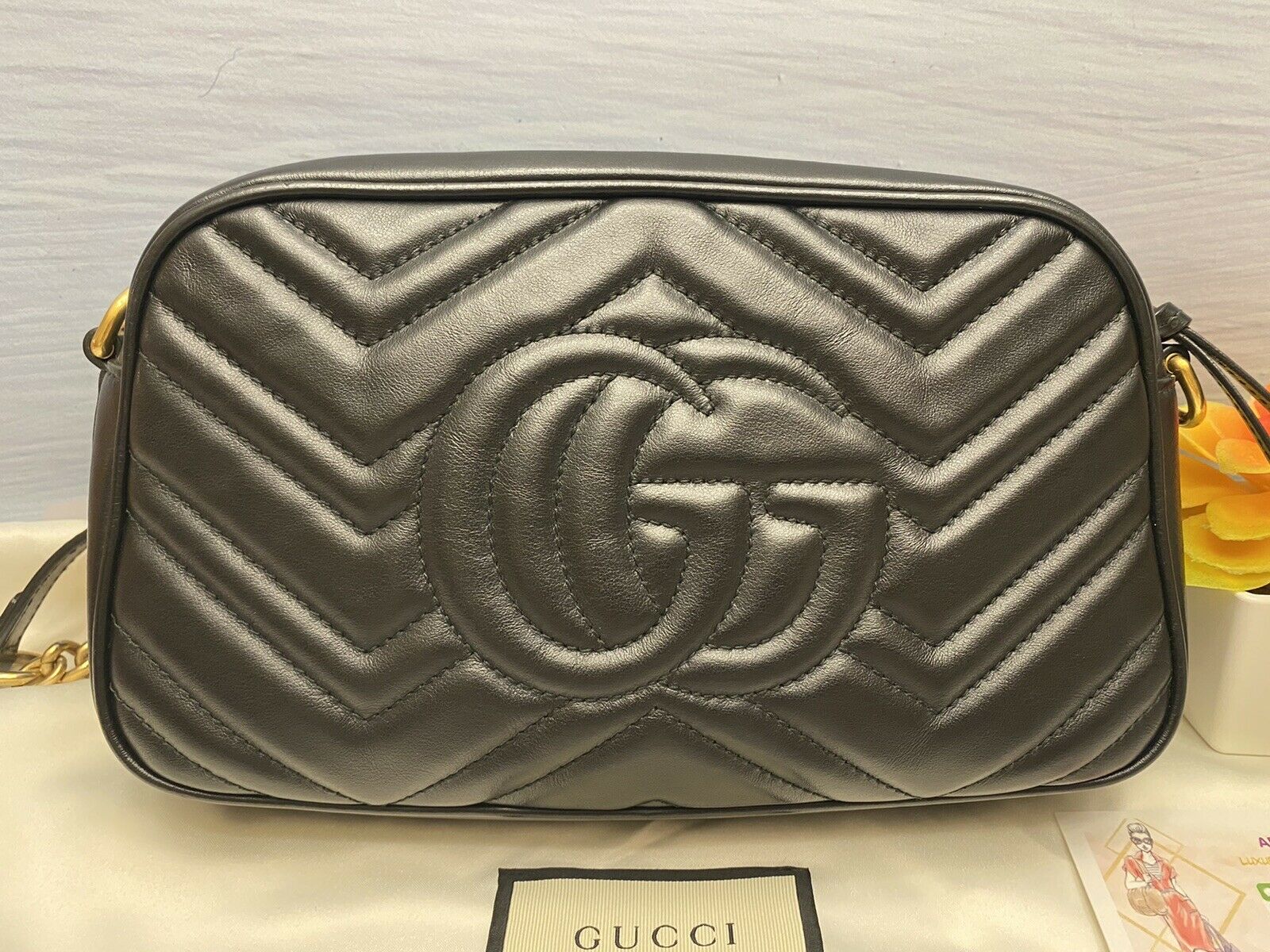 Gg marmont flap leather crossbody bag Gucci Black in Leather - 31242489