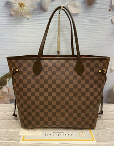 Louis Vuitton Neverfull MM Damier Ebene Cherry Red Tote (AR2141)+Certificate