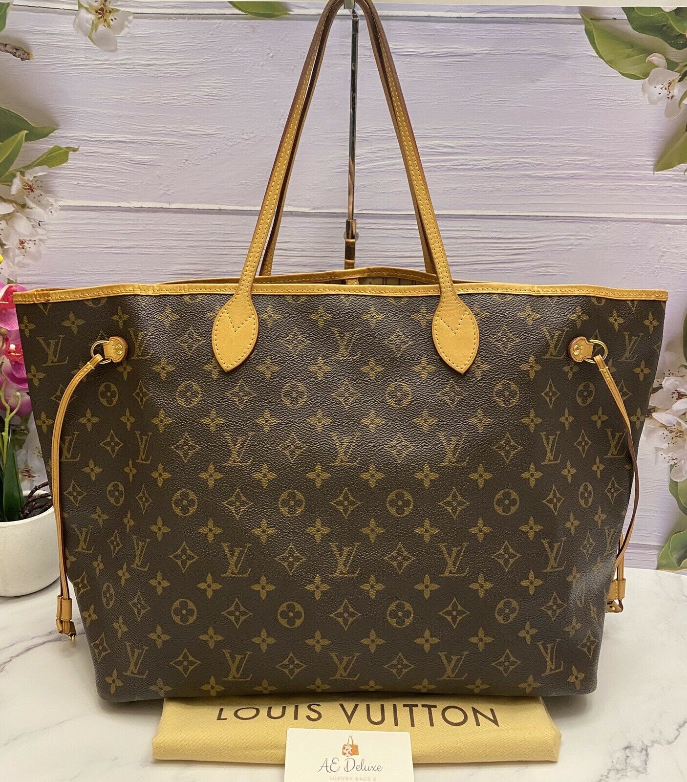 LV Neverfull GM Monogram Tote Bag Brown