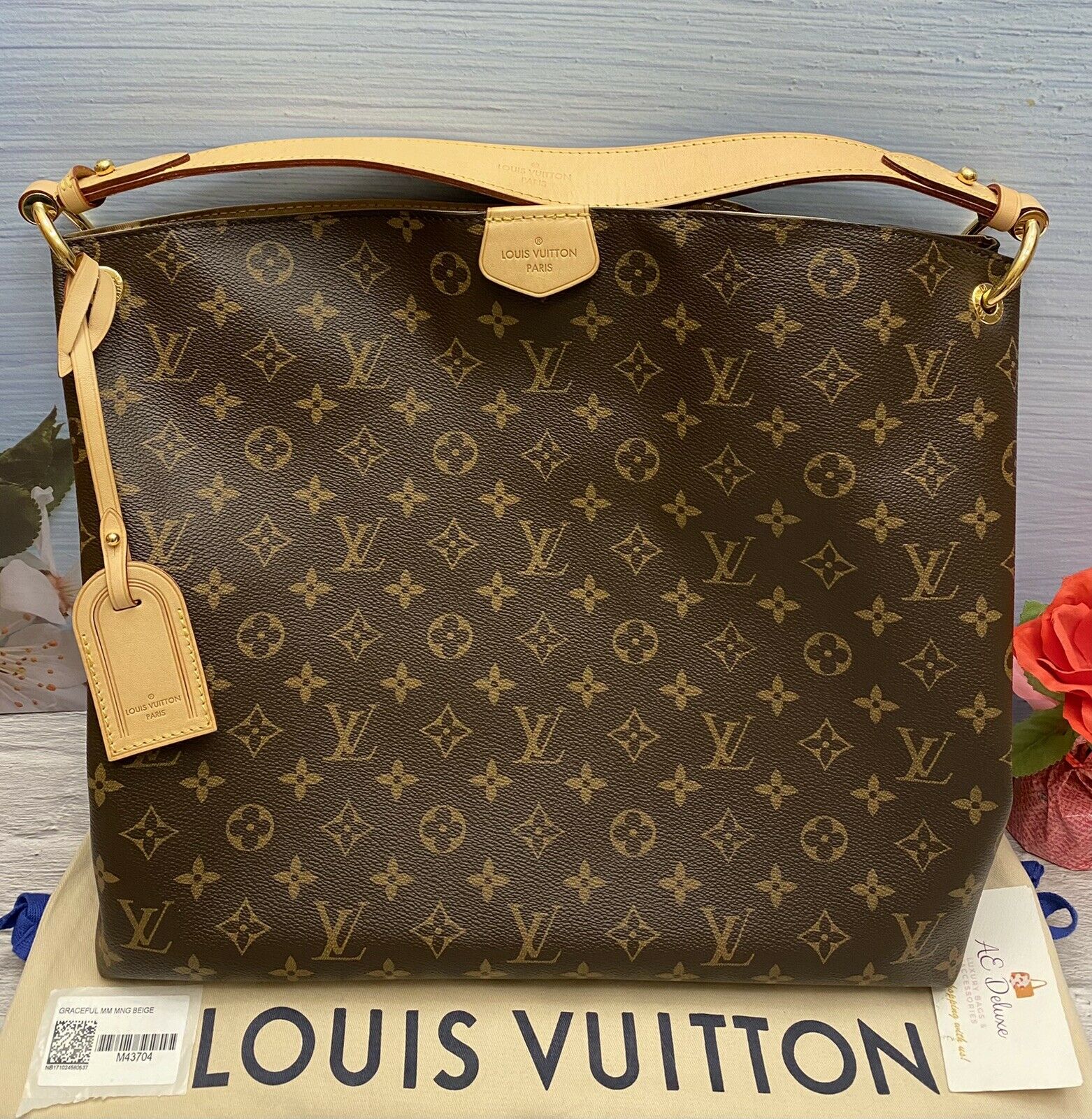 Louis Vuitton Tote Graceful Monogram MM Brown in Coated Canvas