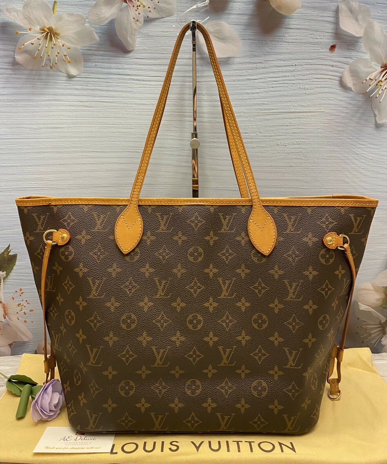 LOUIS VUITTON Monogram Fall For You Neverfull MM Beige Clair 1197247