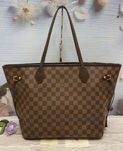 Load image into Gallery viewer, Louis Vuitton Neverfull MM Damier Ebene Cherry Red Tote Shoulder Bag(AR1170)