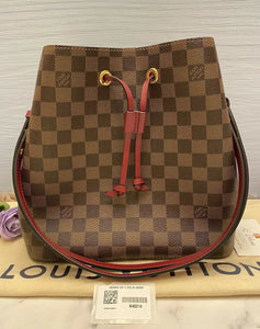 Louis Vuitton NéoNoé Damier Ebene Cherry Berry Crossbody Shoulder Bag AH0220