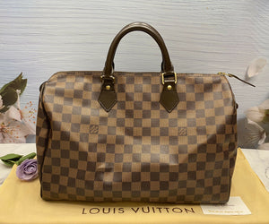 Louis Vuitton Speedy 35 Damier Ebene Handbag Purse (DU3069)