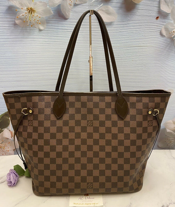 Louis Vuitton Neverfull MM Damier Ebene Cherry Red Tote Shoulder Bag(SD1162)