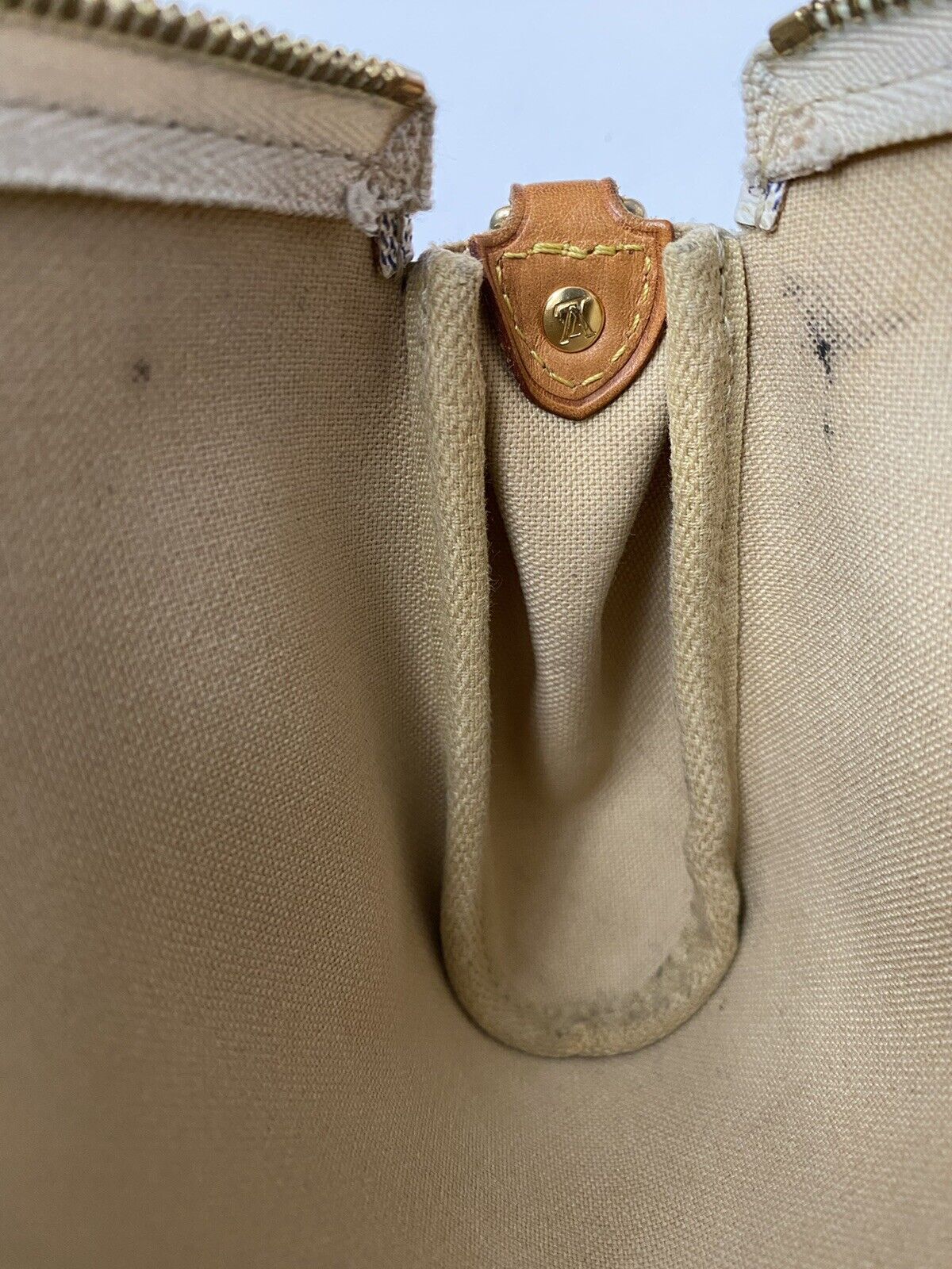 LOUIS VUITTON Eva 2Way Chain Shoulder Bag Damier Azur Leather WE N55214  689RC989