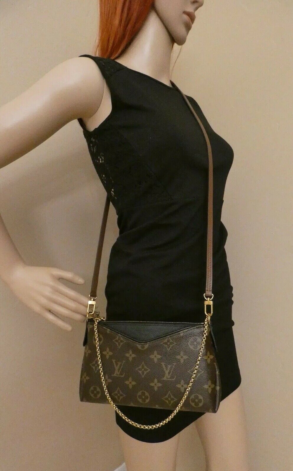 Pallas leather crossbody bag Louis Vuitton Black in Leather - 24898566