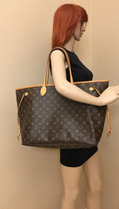 Louis Vuitton Neverfull GM Monogram Beige Tote Handbag Purse (FL0058)