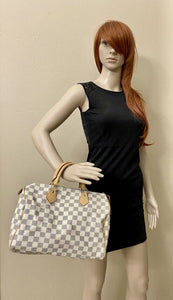 LOUIS VUITTON Speedy 30 Damier Azur Purse Doctor Style Handbag (DU1019)
