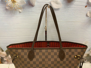 Louis Vuitton Neverfull MM Damier Ebene Cherry Red Tote (CA3069)