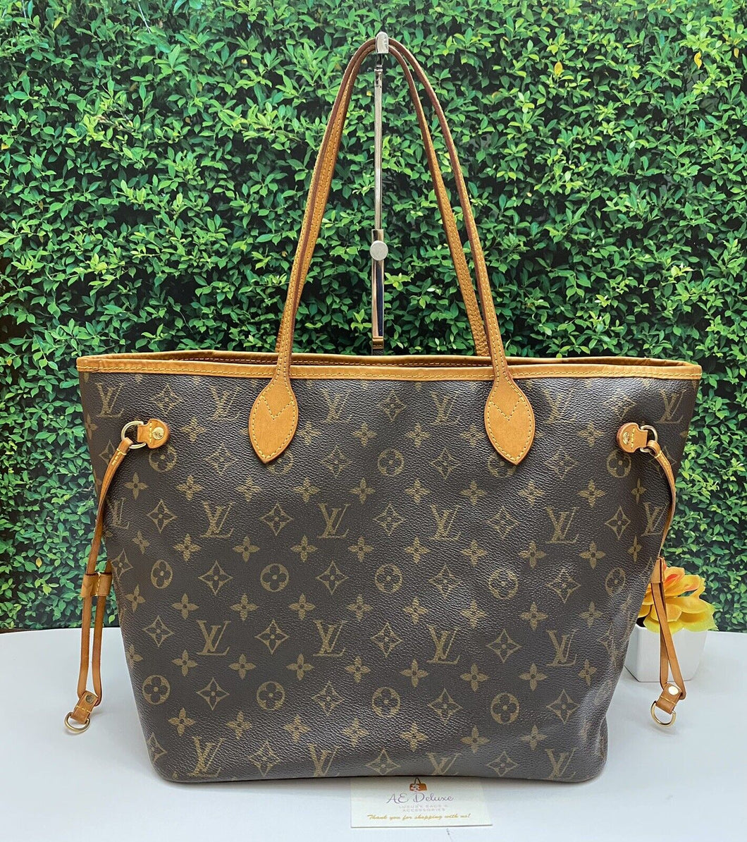 Louis Vuitton Neverfull MM Monogram Beige Shoulder Bag Tote – AE
