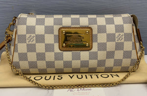 Louis Vuitton Eva Damier Azur Clutch Crossbody Purse (DU4150)