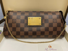 Load image into Gallery viewer, Louis Vuitton Eva Damier Ebene Clutch Crossbody Shoulder Purse (DU4161)