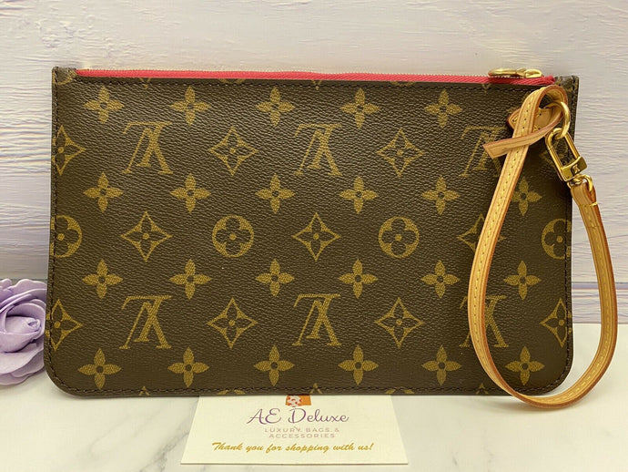 Neverfull MM/GM Monogram Pink Wristlet/Pouch/Clutch (LA3156)