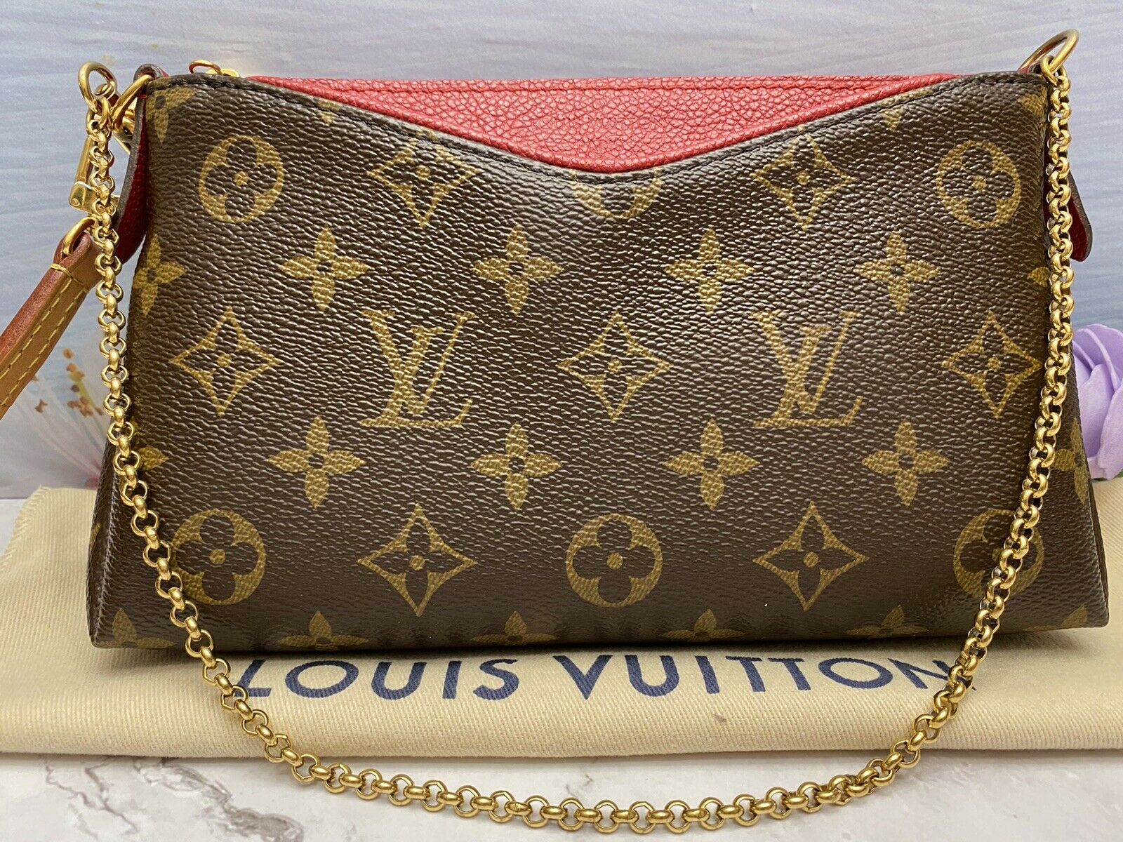 Louis Vuitton Monogram Pallas Clutch Cerise