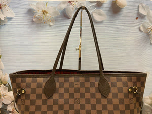 Louis Vuitton Neverfull MM Damier Ebene Cherry Red Tote (SD4148)