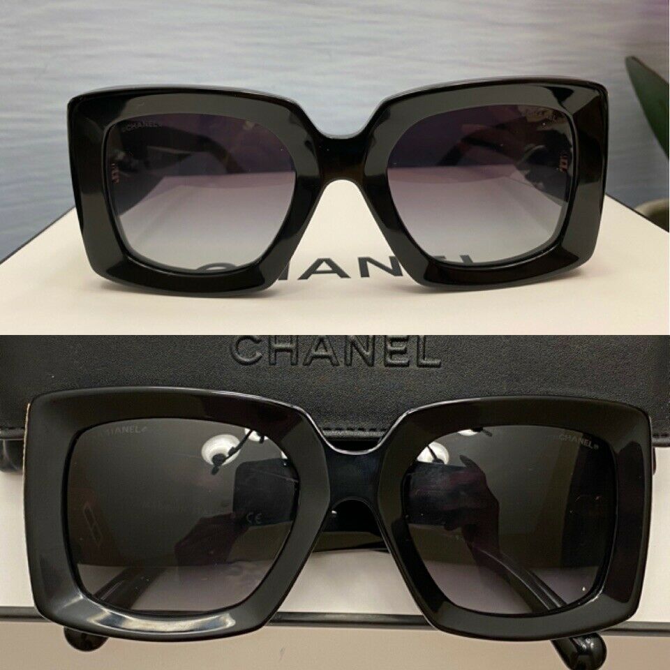 CHANEL, Accessories, Chanel Rectangle Acetate Black Sunglasses 5435 New  With Tags