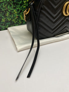 GUCCI GG Marmont Matelasse Small Black Calfskin Leather Crossbody Bag (2917)