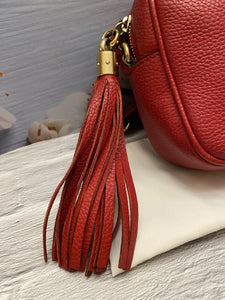 GUCCI Soho Disco Red Leather Crossbody Purse (0290)