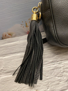 GUCCI Soho Disco Black Leather Crossbody Purse Shoulder Bag (A018656828)
