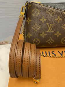 Louis Vuitton Black Pallas Noir Clutch Crossbody Bag (CA4195) + Box