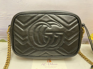 GUCCI GG Marmont Matelasse Mini Black Calfskin Leather (81000)