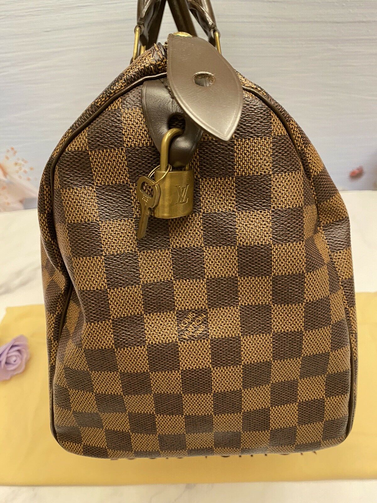 Louis Vuitton Speedy 35 Damier Azur Monogram BAG Tote Satchel with